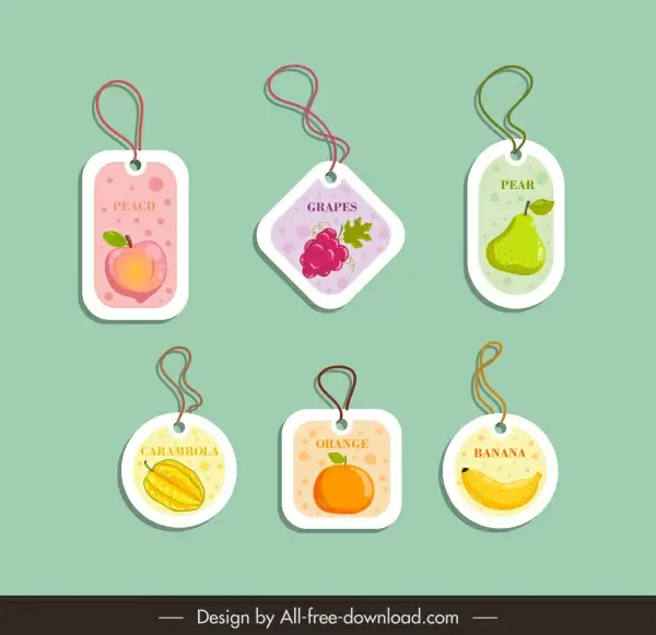 fruit tags templates modern colored flat decor