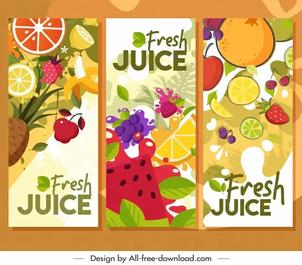 fruits advertising flyers colorful flat decor