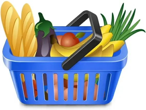 fruits and vegetables and shopping basket 05 vector