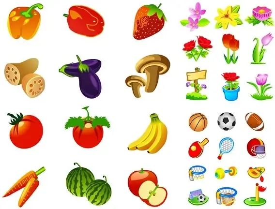 fruits and vegetables motor flower icon vector