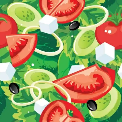 fruits and vegetables patterns vector graphics