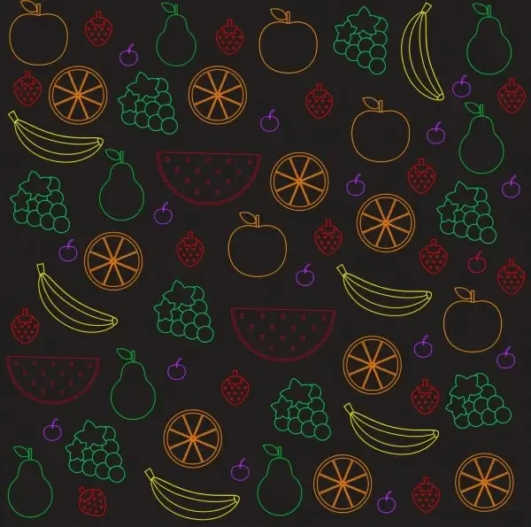 fruits background colorful silhouette style repeating design 