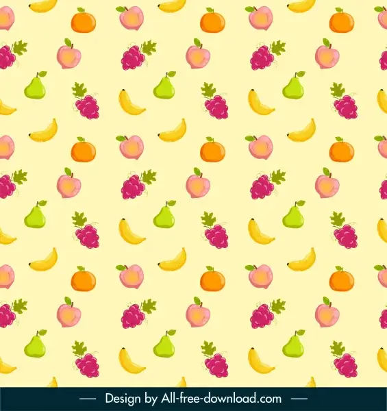 fruits pattern template colorful flat repeating design