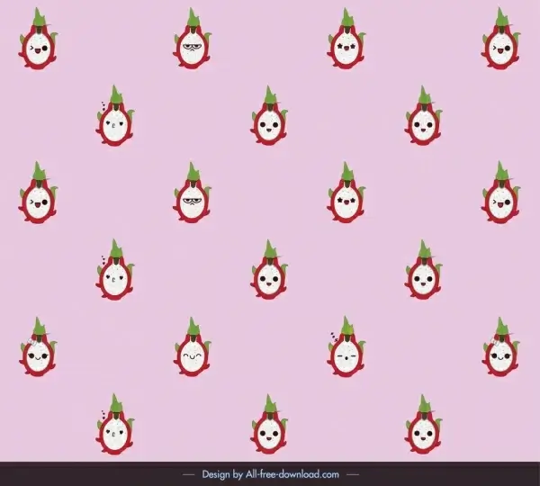 fruits pattern template repeating design funny stylized faces