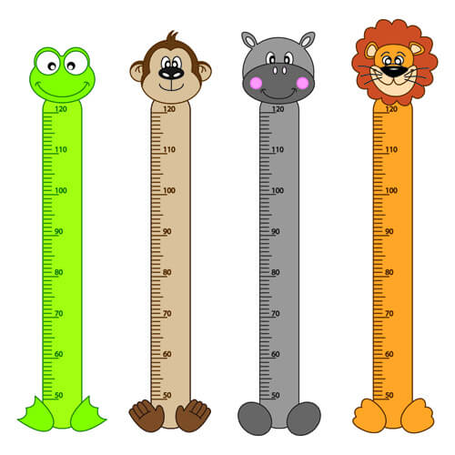 funny baby height measure cartoon vector