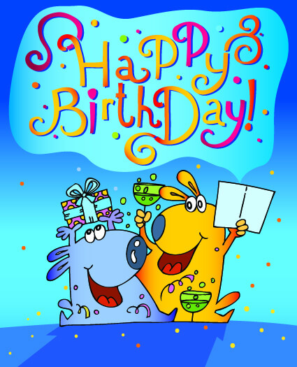 funny cartoon birthday cards vector