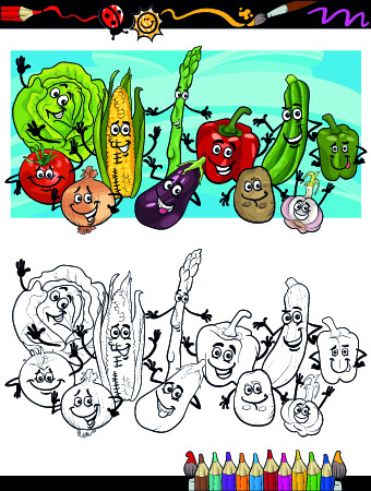 funny cartoon vegetables vector 