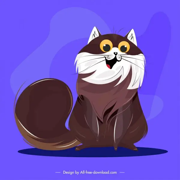 funny cat icon colored cartoon character sketch