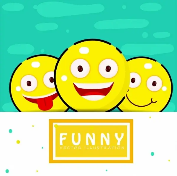 funny emotional icons yellow circle design