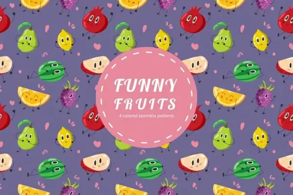 funny fruits vector pattern