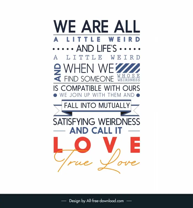 funny love quotes poster template modern horizontal vertical layout design 