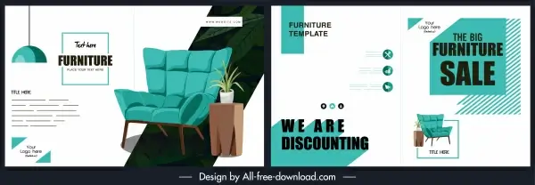 furniture brochure template modern blue white decor
