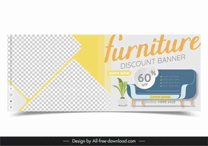 furniture discount banner elegant flat geometry design