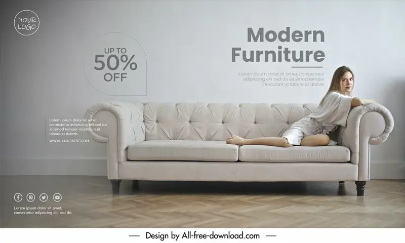 furniture discount banner template modern elegant realistic 