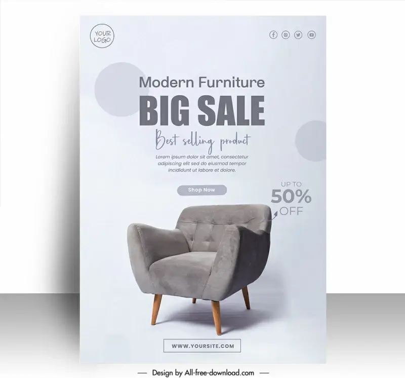 furniture discount sale poster template elegant modern 