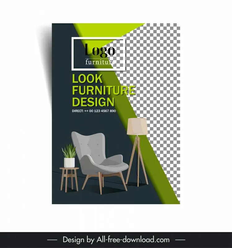 furniture flyer template elegant geometric checkered decor
