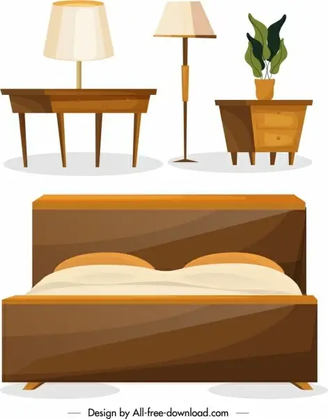 furniture icons classical 3d design