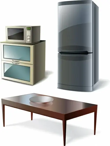 furniture microwave oven refrigerator vector