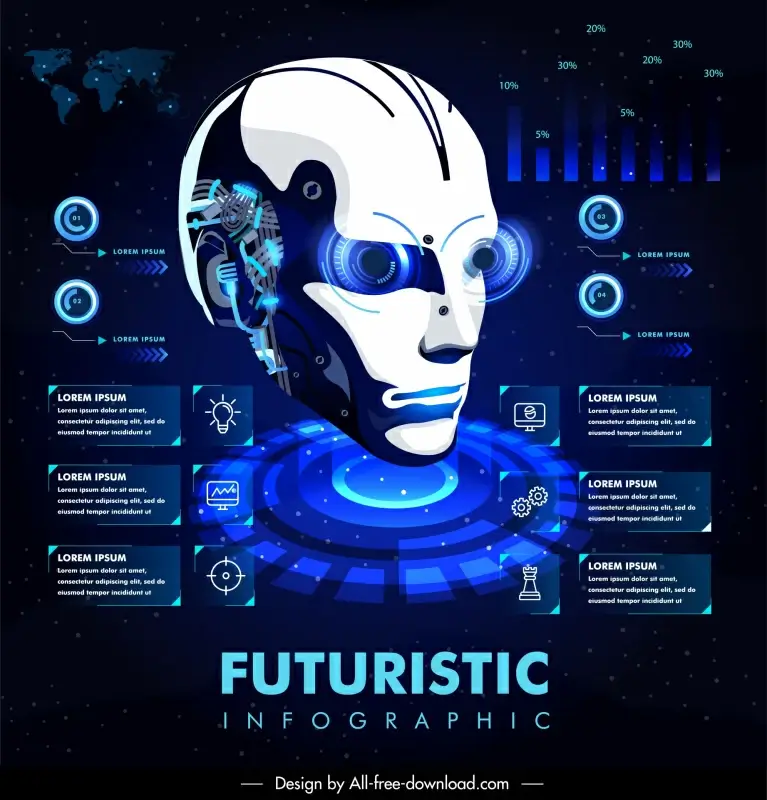 futuristic infographic banner 3d modern dark