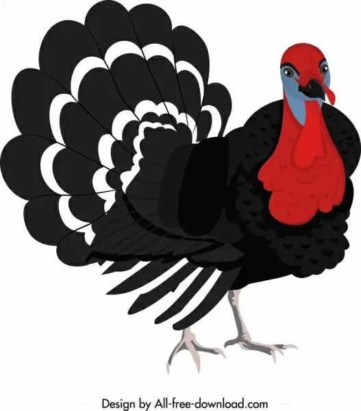 galliformes icon turkey sketch classical colored cartoon sketch