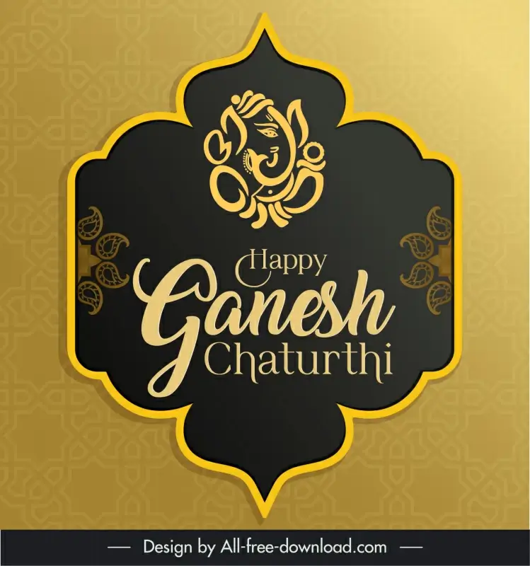 ganesh chaturthi banner template flat symmetric classic botanical sketch