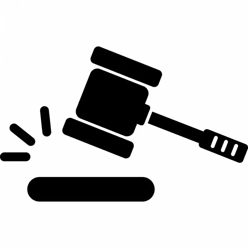 gavel sign icon dynamic flat contrast black white outline