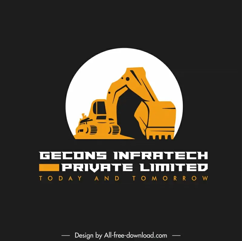 gecons infratech private limited logo template excavator machine sketch flat isolation design