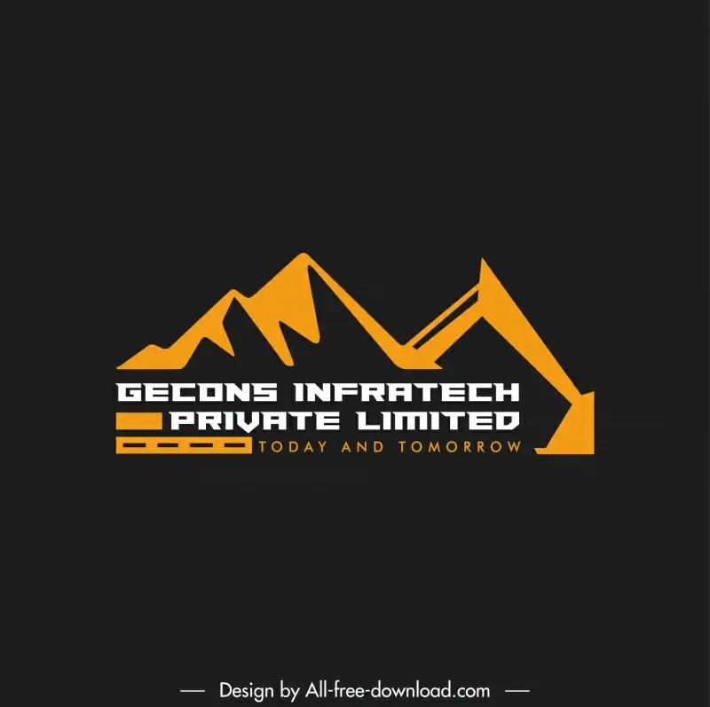 gecons infratech private limited logotype mountain sketch flat dark silhouette design 
