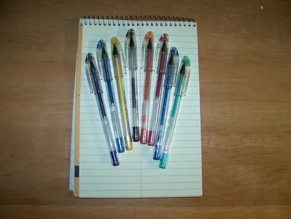 gel pens and tablet