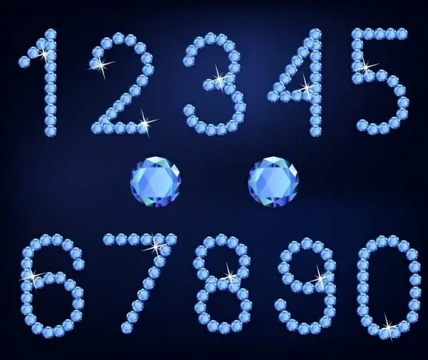 gemstones advertisement sparkling blue numbering design