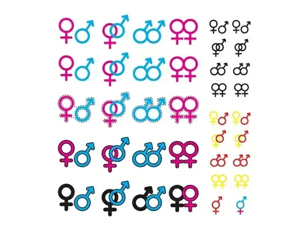 gender symbol vector illustration with various color styles