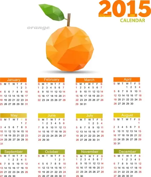 geometric shapes fruits with15 calendar vector