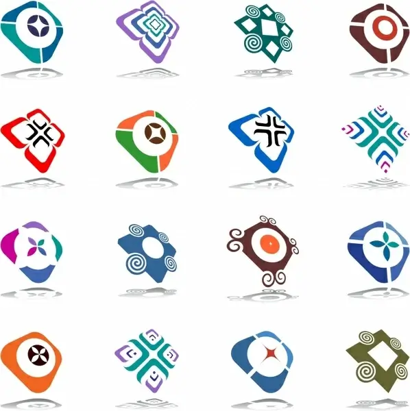 geometric icons collection modern colorful 3d symmetric sketch