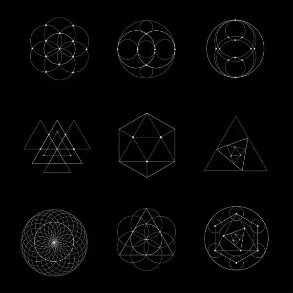 geometry icons outline dark design
