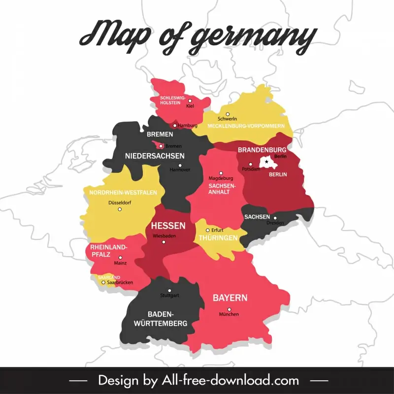 germany map backdrop template flat geography sketch 