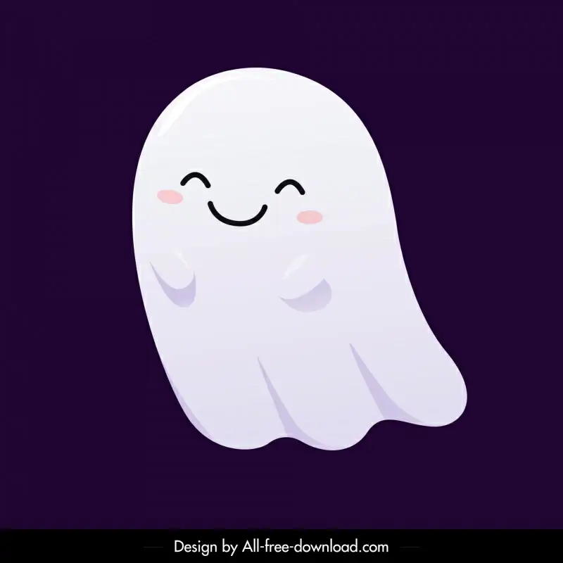 ghost icon cute cartoon character sketch smiley emotion