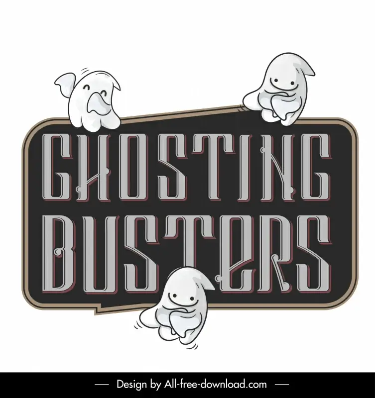 ghosting busters banner template dynamic funny cartoon characters sketch