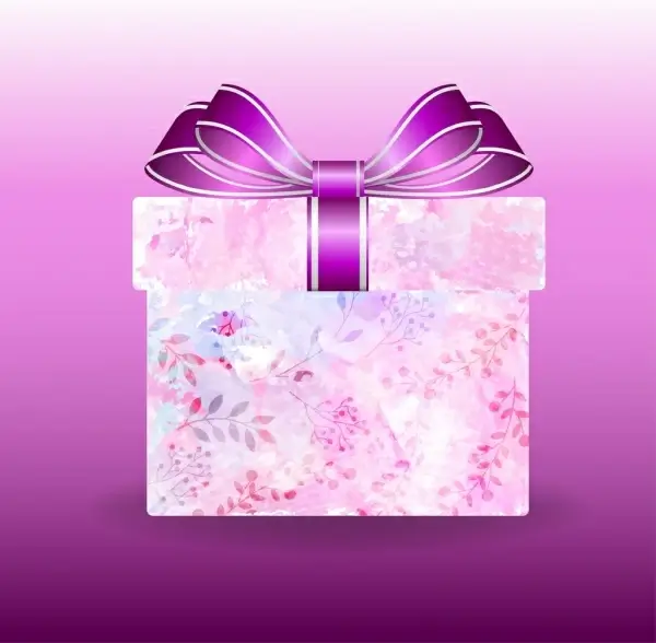 gift box background flowers ornament violet design