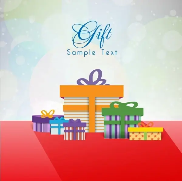 gift card template bokeh background present boxes icons