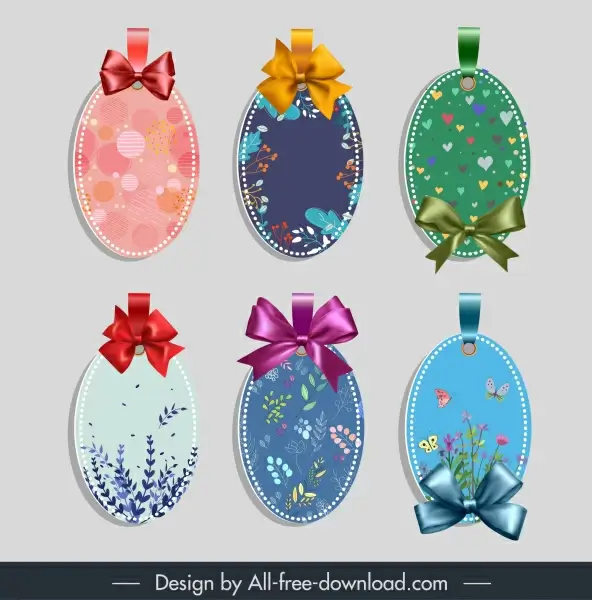 gift label templates shiny colorful elegant knot decor