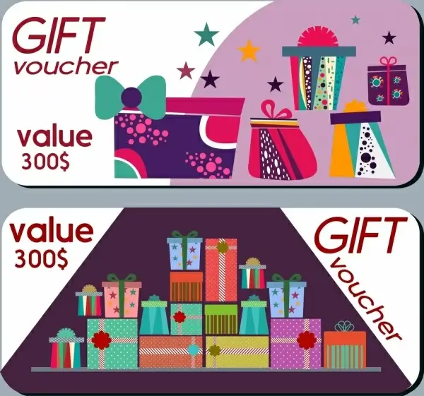 gift voucher sets colorful present boxes ornament