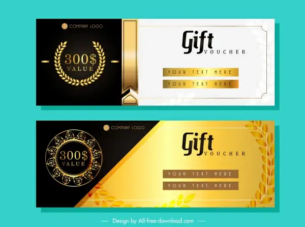 gift voucher template elegant luxury golden black decor