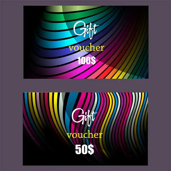 gift voucher template with colorful abstract swirl pattern