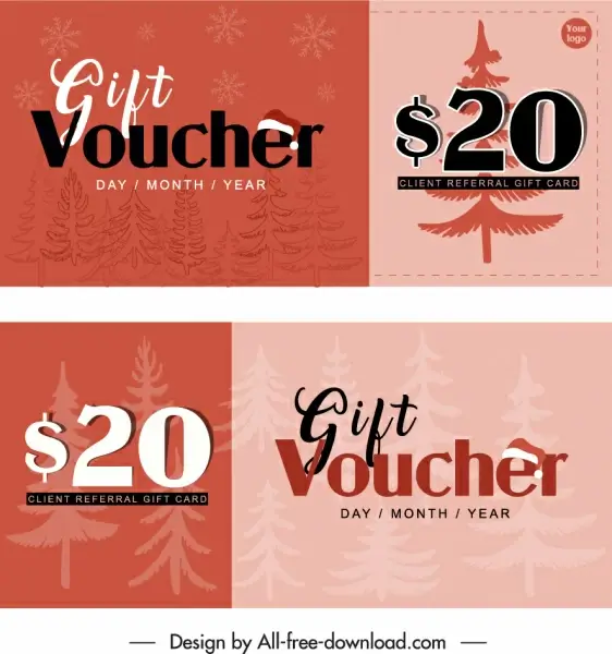 gift voucher templates blurred classic christmas elements decor