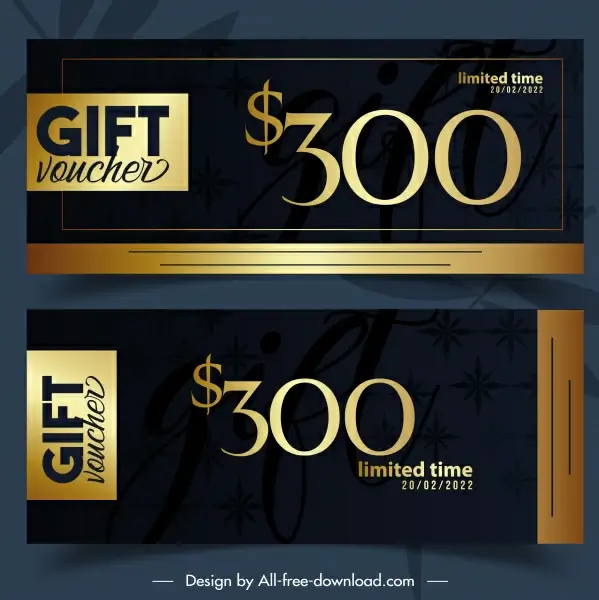 gift voucher templates contrast design luxury golden decor