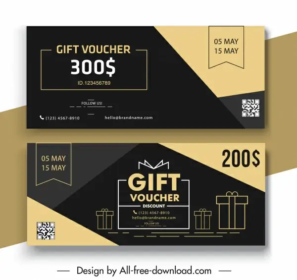 gift voucher templates dark elegance flat design
