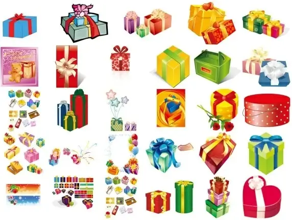 gifts gift box set of vector