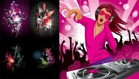dj and discotheques design elements colorful style