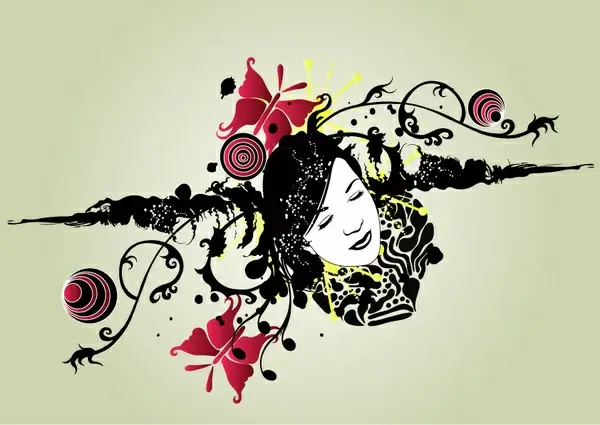 gilr head and pattern vector
