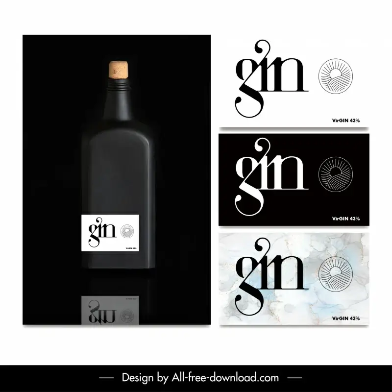gin alcohol label template elegant flat texts design